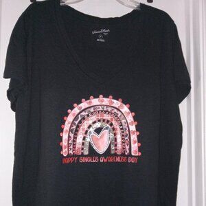 Singles Awareness Day Graphic Print V-Neck TShirt XL